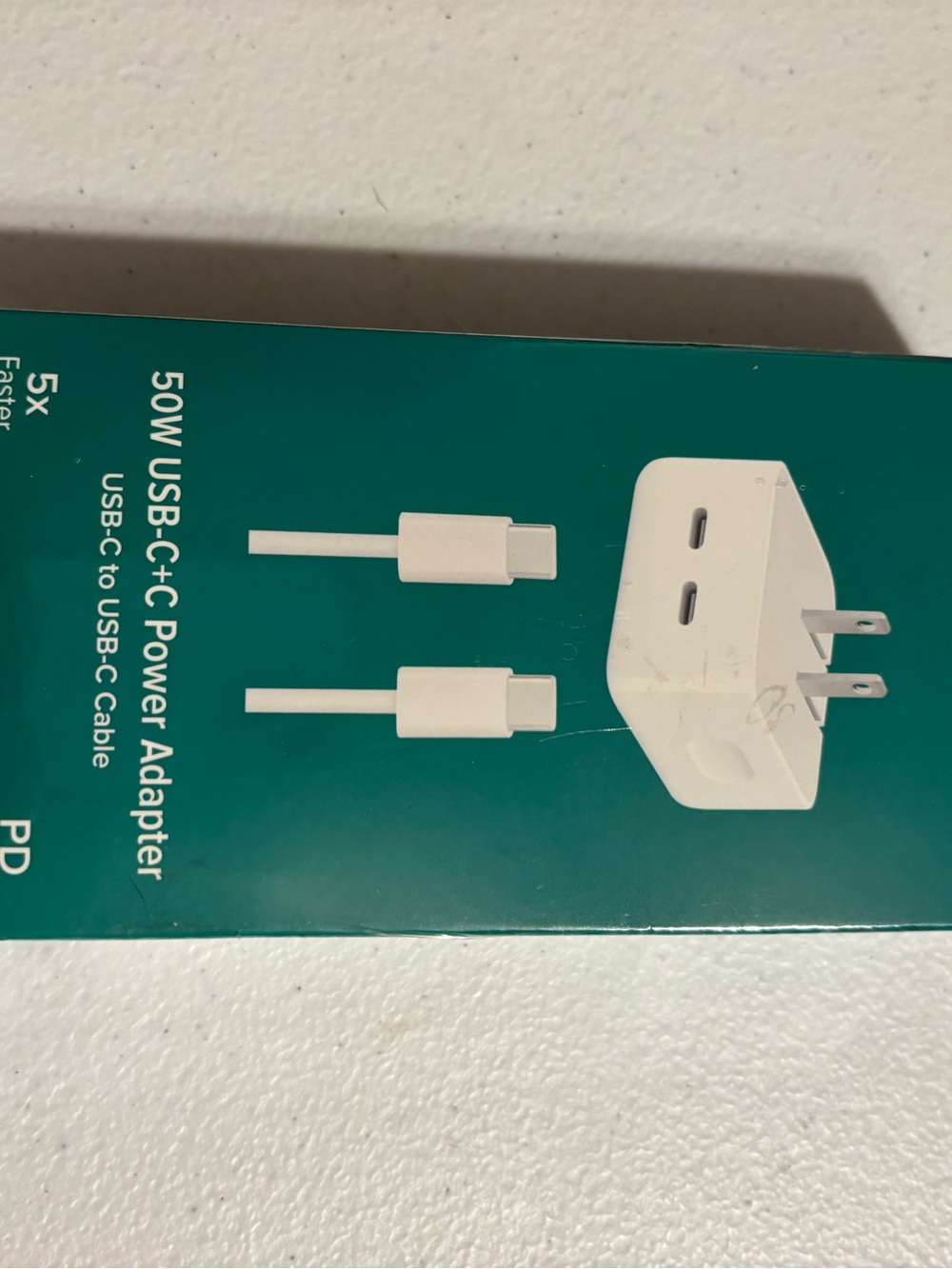 50W USB-C Power Adapter with USB-C to USB-C Cable - White